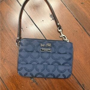 Coach Navy Signature Wristlet Clutch
